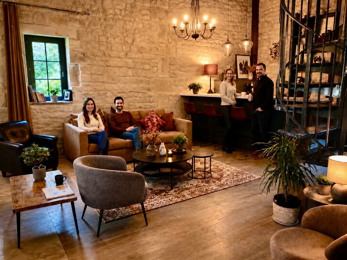 Salle Richard du Domaine de la Cour des Lys — espace lounge avec bar et bibliothèque pour réunions et événements professionnels, jusqu'à 35 personnes en cocktail