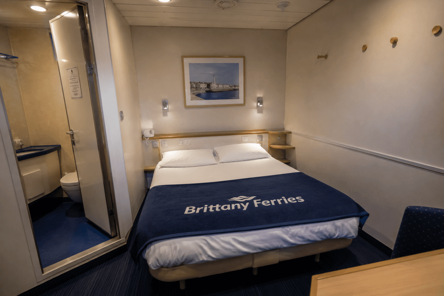 Brittany Ferries overnight cabin Portsmouth to Ouistreham — for guests travelling to the Domaine de la Cour des Lys wedding venue